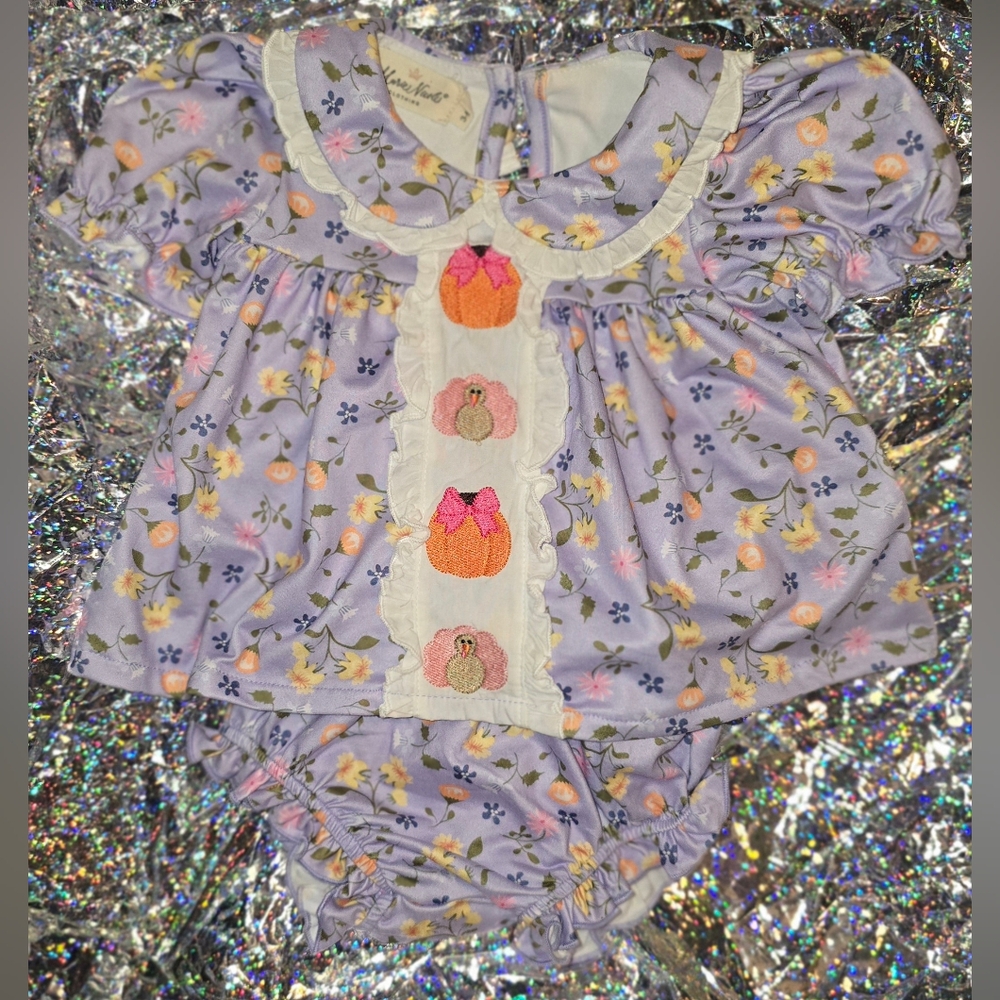 Boutique Baby Outfit with Pumpkin Turkey Appliqués, 3-6 months ~ EUC!